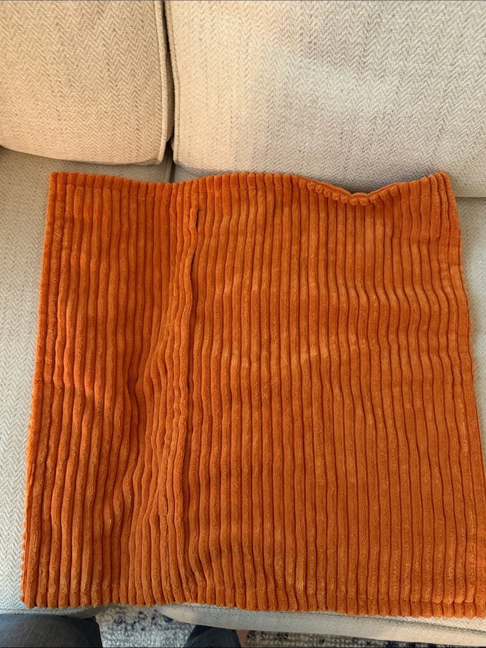 Plush Corduroy Accent Pillow Cover in Burnt Orange, 18” Home Accents